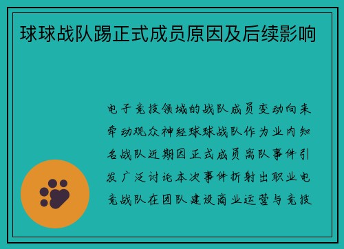 球球战队踢正式成员原因及后续影响